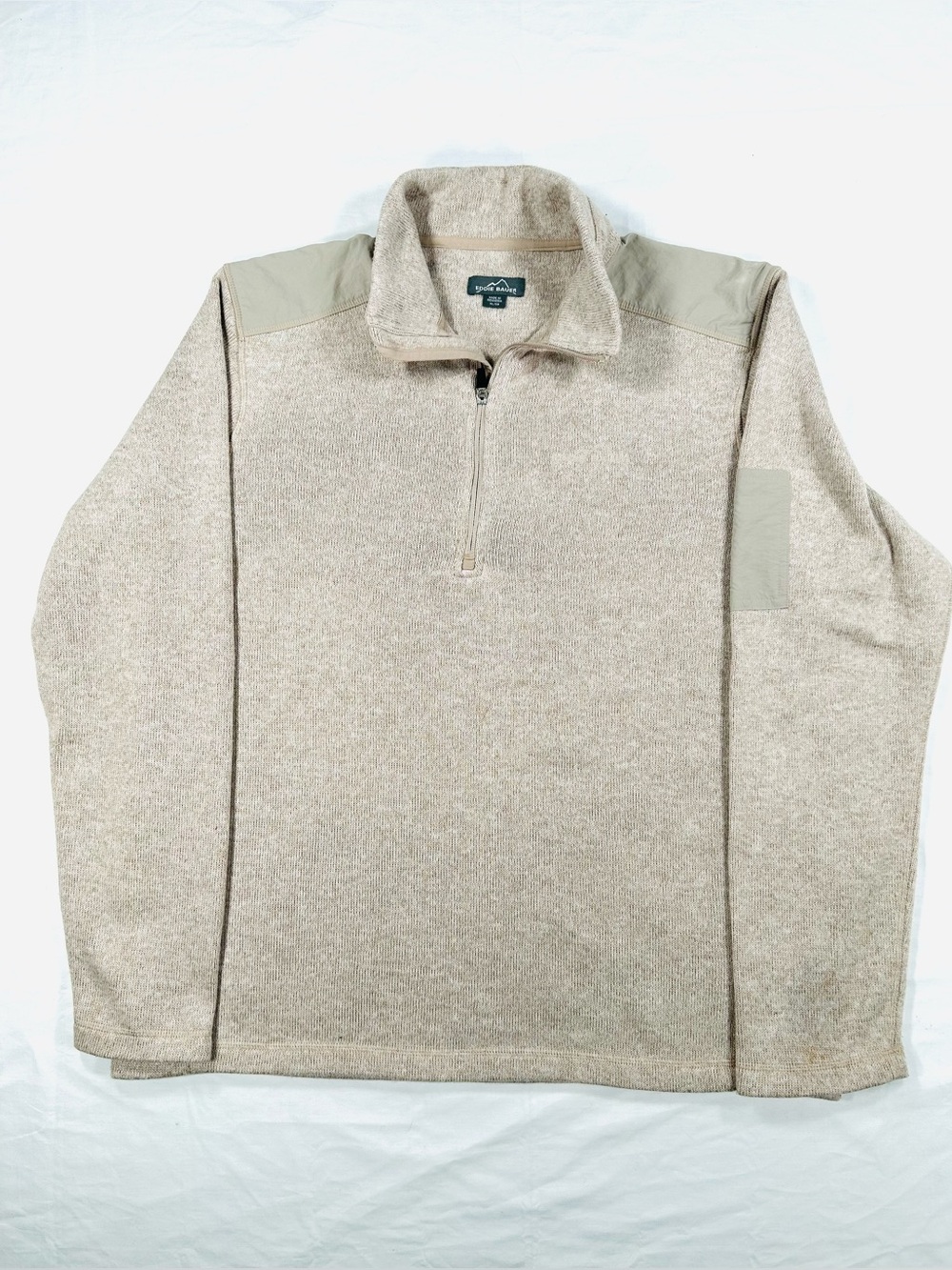 Eddie Bauer Khaki Beige Quarter Zip Pullover Sweatshirt